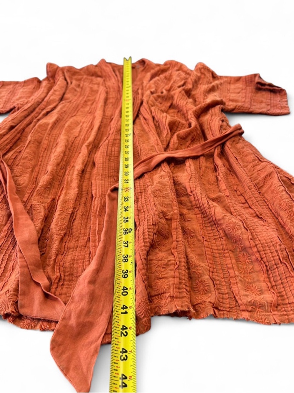 Lightweight Textured Kimono Robe in Rust - Picture 6 of 8